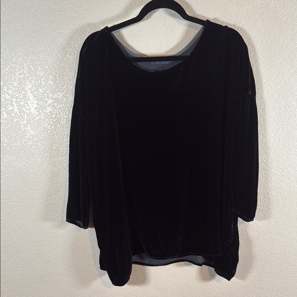 CP Shades Midnight Blue Velvet Oversized Tunic Top Size Medium